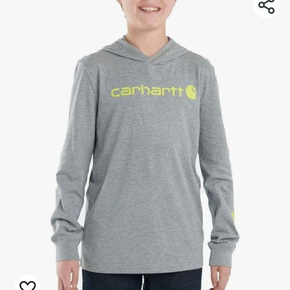 NEW Carhartt Boys' Long-Sleeve Hooded Graphic T-Shirt M 10-12